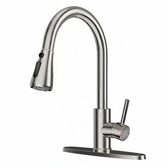 Stainless Steel Pull Down Kitchen Faucet High Arc Single Handle 3 Spray Modes