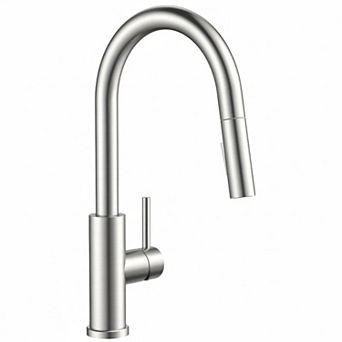 Brushed Nickel Pull Down Sprayer Kitchen Faucet 304 Stainless Steel High Arc