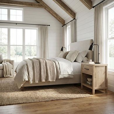 Starlight Canyon Home Oak Finish Nightstand with Coastal Cottage Style and Rectangle Design
