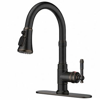 Vintage Oil Rubbed Bronze Pull Down Sprayer Kitchen Faucet High Arc Single Handle