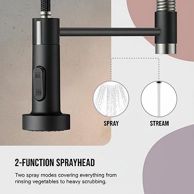 Brushed Nickel Stainless Steel Pull Down Sprayer Kitchen Faucet Dual Function Easy Install