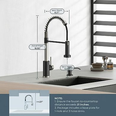 Brushed Nickel Stainless Steel Pull Down Sprayer Kitchen Faucet Dual Function Easy Install