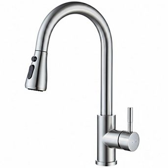Stainless Steel Pull Down Sprayer Kitchen Faucet Single Handle High Arc