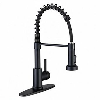 Matte Black Stainless Steel Pull Down Sprayer Kitchen Faucet Single Handle