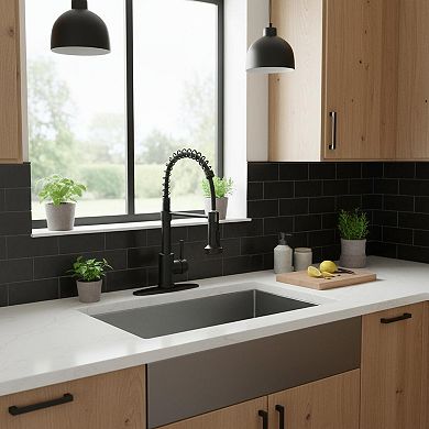 Matte Black Stainless Steel Pull Down Sprayer Kitchen Faucet Single Handle