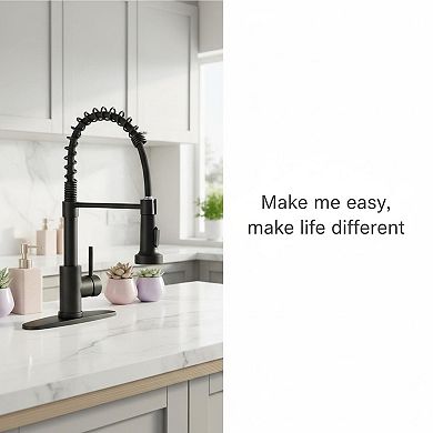 Matte Black Stainless Steel Pull Down Sprayer Kitchen Faucet Single Handle