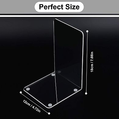 14pcs Clear Acrylic Bookends Heavy Duty Non-slip Decorative Bookshelf Organizer