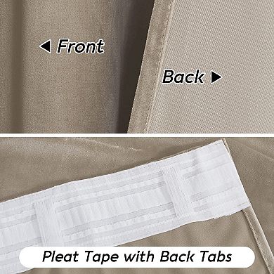 Thermal Blackout Curtains 2 Panels Pleated Drapes Room Darkening Energy Efficient
