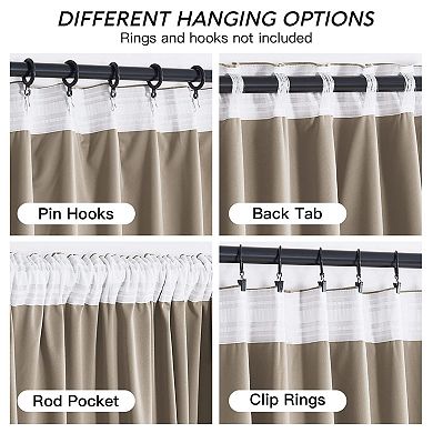 Thermal Blackout Curtains 2 Panels Pleated Drapes Room Darkening Energy Efficient