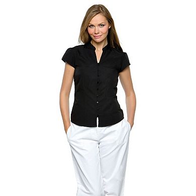 Kustom Kit Ladies Continental Blouse Mandarin Collar Cap Sleeve
