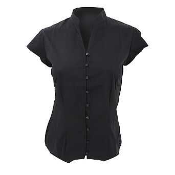 Kustom Kit Ladies Continental Blouse Mandarin Collar Cap Sleeve