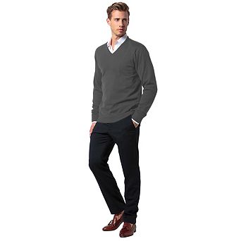 Kustom Kit Mens Arundel Long Sleeve V-Neck Sweater