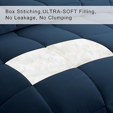 Quilted Down Alternative Comforter, Reversible Soft All-Season Hotel-Style Duvet Insert