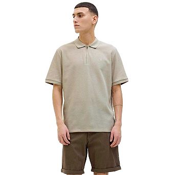 Jack And Jones Mens Textured Zip Neck Short-Sleeved Polo Shirt