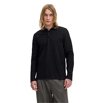 Jack And Jones Mens Textured Long-Sleeved Polo Shirt