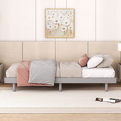 Pnronnc Floating Bed Frame Wooden Platform Bed with Slatted Support