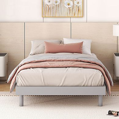 Pnronnc Floating Bed Frame Wooden Platform Bed with Slatted Support