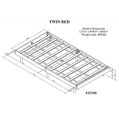 Pnronnc Floating Bed Frame Wooden Platform Bed with Slatted Support