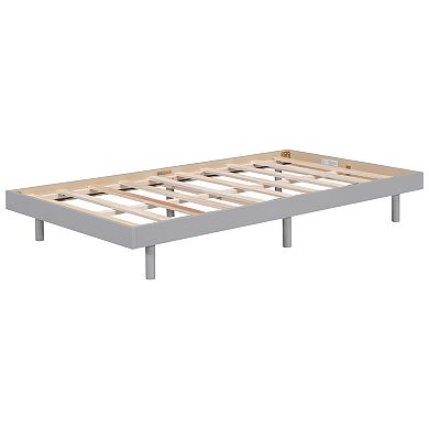 Pnronnc Floating Bed Frame Wooden Platform Bed with Slatted Support