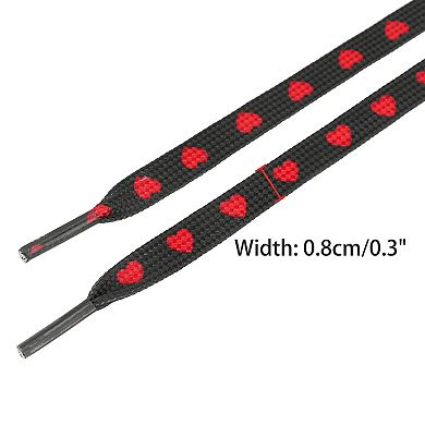 Women's Heart Printed Colored Shoelaces Flat Strings for Sneakers 63.0"