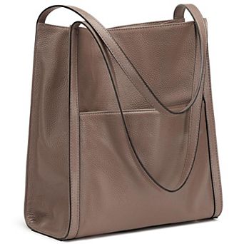 Top Grain Pebbled Cowhide Leather Tote Shoulder Bag For Women With Multi Pockets
