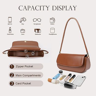 Genuine Leather Women's Mini Hobo Handbags Magnetic Closure Everyday Purses
