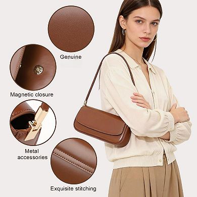 Genuine Leather Women's Mini Hobo Handbags Magnetic Closure Everyday Purses
