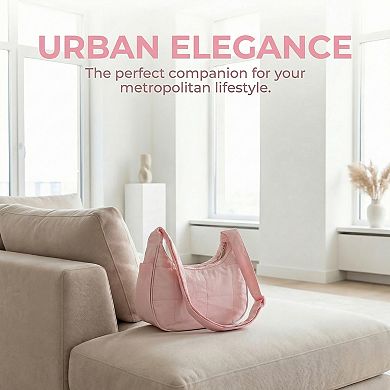 2 Packs Women Puffer Shoulder Bag Nylon Quilted Purses Puffy Handbags with Adjustable Strap