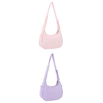 2 Packs Women Puffer Shoulder Bag Nylon Quilted Purses Puffy Handbags with Adjustable Strap