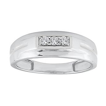 Galaxie Solaire Men's Sterling Silver Lab-Grown Diamond Accent Bar Ring