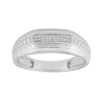 Galaxie Solaire Men's Sterling Silver Lab-Grown Diamond Accent Pave Ring