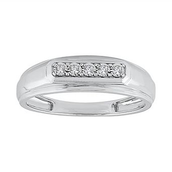 Galaxie Solaire Men's Sterling Silver Lab-Grown Diamond Accent Round Ring