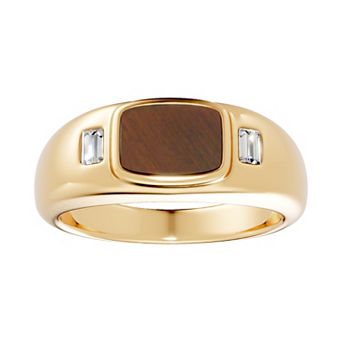 Galaxie Solaire Men's Sterling Silver 1/8 Carat T.W. Lab-Grown Diamond & Tiger's Eye Ring