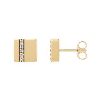 Galaxie Solaire Men's Sterling Silver 1/10 Carat T.W. Lab-Grown Diamond Micro Pave Stud Earrings