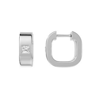 Galaxie Solaire Men's Sterling Silver 3/8 Carat T.W. Lab-Grown Diamond Bezel Huggie Hoop Earrings