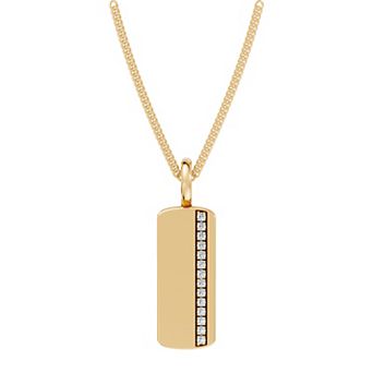 Galaxie Solaire Men's Sterling Silver 1/10 Carat T.W. Lab-Grown Diamond Micro Pave Dog Tag Pendant Necklace