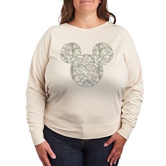 Plus Size Disney's Mickey Mouse Camo Ears French Terry Long Sleeve Tee