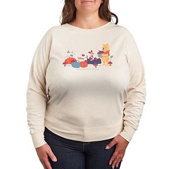 Plus Size Disney's Winnie The Pooh & Piglet Pumpkin Patch French Terry Long Sleeve Tee