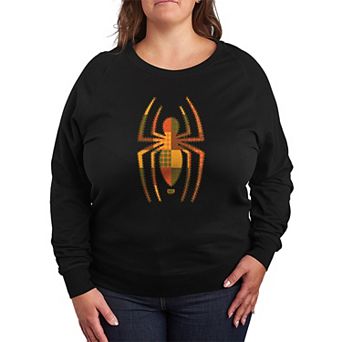 Plus Size Marvel Spider-Man Patchwork Logo French Terry Long Sleeve Tee