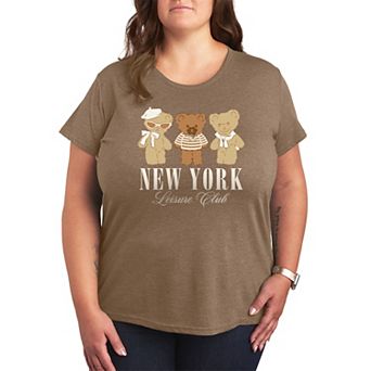 Plus Size New York Leisure Club Teddy Bears Graphic Tee