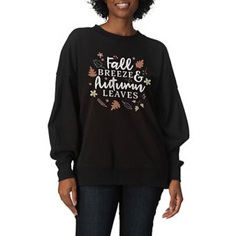 Women's Fall Breeze & Autumn Leaves Oversized Fleece Crew Sweatshirt