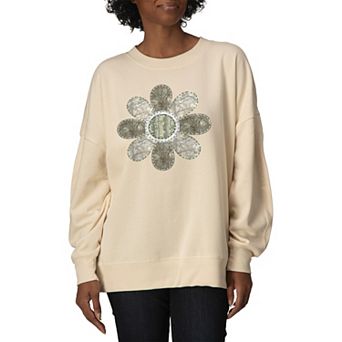Women's Camo Flower Oversized Fleece Crew Sweatshirt
