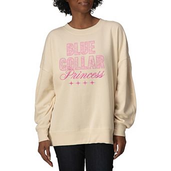 Women's "Blue Collar Princess" Camo Oversized Fleece Crew Sweatshirt