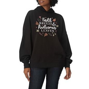Women's Fall Breeze & Autumn Leaves Oversized Fleece Hoodie Sweatshirt