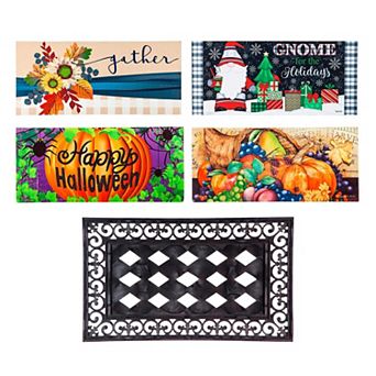 Evergreen Indoor/Outdoor Doormat Bundle Set of 5 with Seasonal Inserts