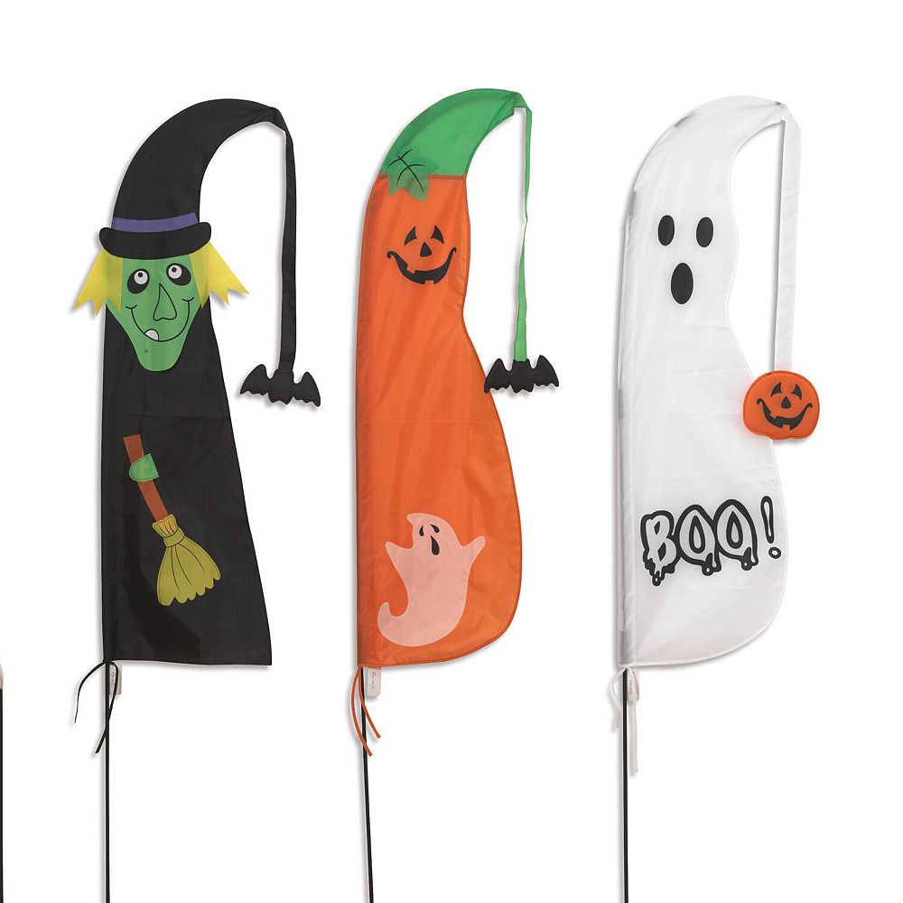 Gerson 3-Piece 60-Inch Nylon Halloween Flags Outdoor Decor Set