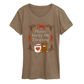 Women's Please Invite Me Thrifting Coquette Graphic Tee