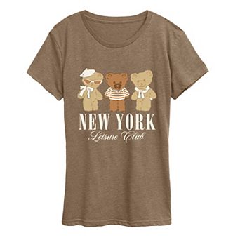 Women's New York Leisure Club Teddy Bears Graphic Tee