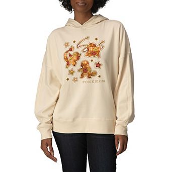 Women's Pokémon Patchwork Oversized Fleece Hoodie Sweatshirt