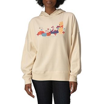 Women's Disney's Winnie The Pooh & Piglet Pumpkin Patch Oversized Fleece Hoodie Sweatshirt